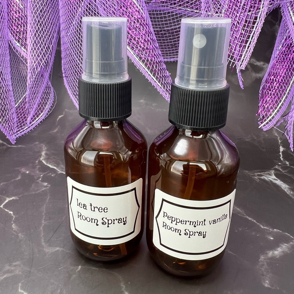 Tea Tree & Peppermint Vanilla Room Spray Set - Amber Bottles